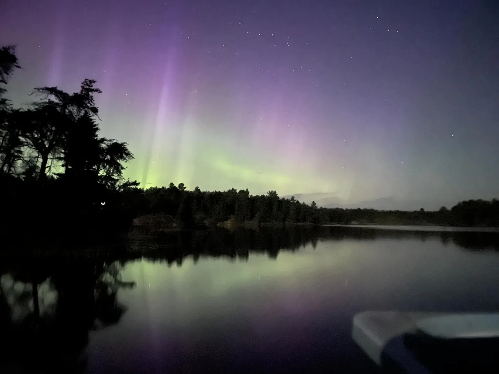 Northern lights dancing over Badger Lake
