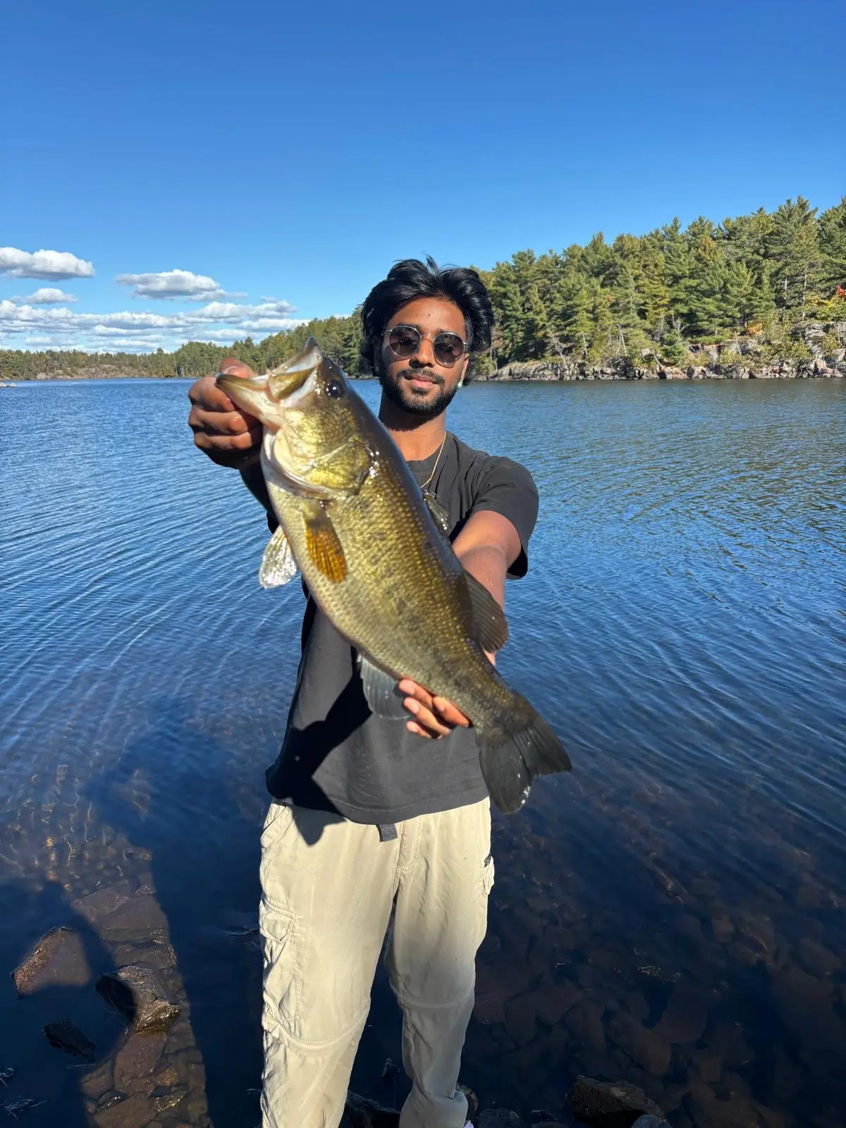 A nice Bass landed on our lake